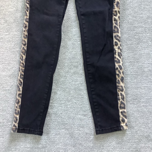 Judy Blue Black With Leopard Print Skinny Fit Jeans Sz. 3/26 - Picture 2 of 7